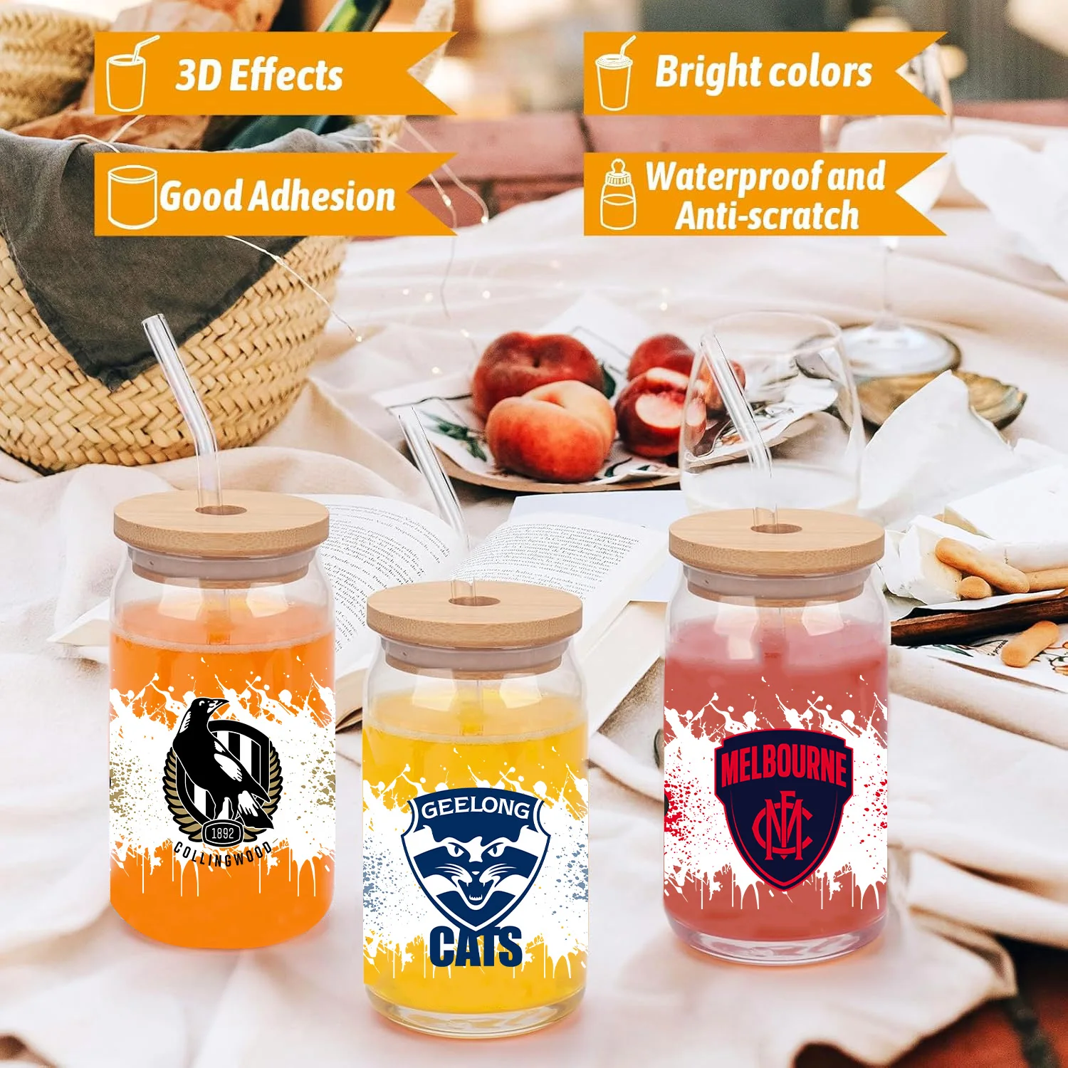 Football team rugby team peel waterproof DIY Decals 3D transfers uvdtf crystal stickers 16oz uv dtf cup wraps for Libbey Glasses
