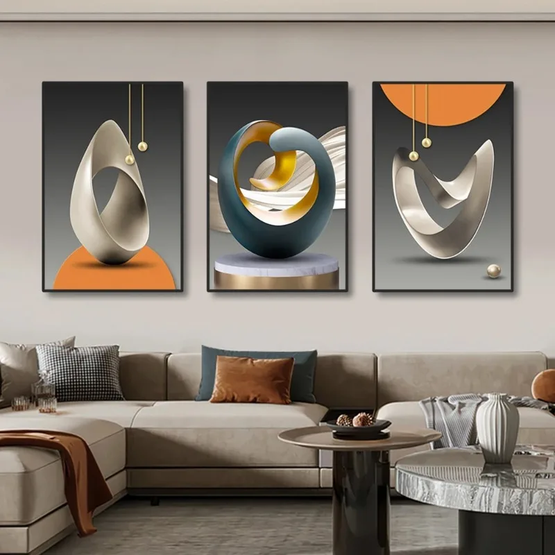 Luxury Abstract Geometric Wall Art Canvas Prints – Set of 3