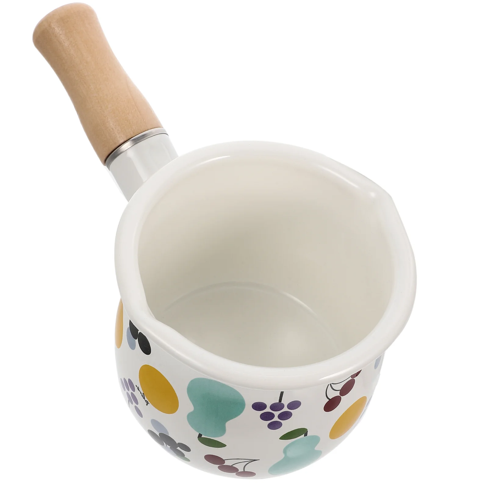 

Enamel Milk Pot Flat Skillet Butter with Handle Wood Pan Baby Non Stick Cooking Utensils