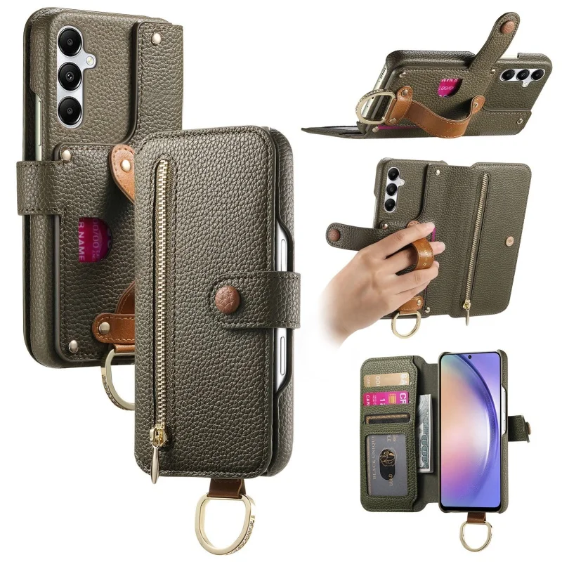 Deluxe Flip Leather Wallet Phone Case with Card Holder and Strap