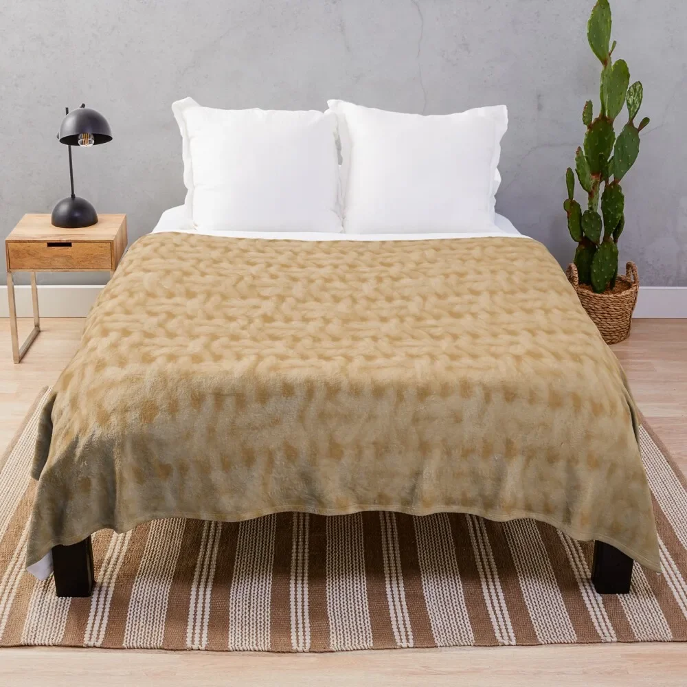 

Trompe L'oeil - Vanilla Cream Knitted Textile Throw Blanket Blankets For Sofas halloween Blankets