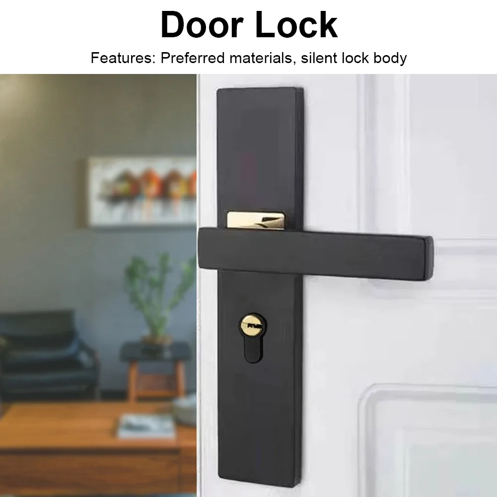 Mute Door Lock Anti-theft Door Handle Lock Split Handle Knobs with Keys Security Entrance for Interior Wood