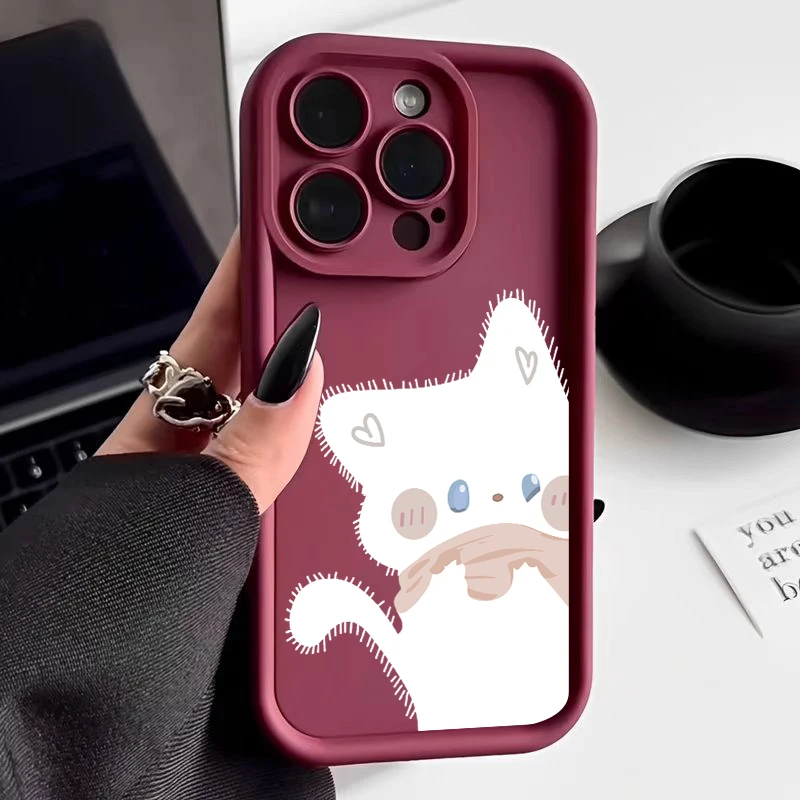 Chic Black and White Cat Pattern Soft TPU Silicone Phone Case Cover