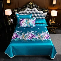 Summer cool bed cover Luxury double size mat Ice silk linen sets Air conditioning full bed sheets set Mattress with pillowcases 3
