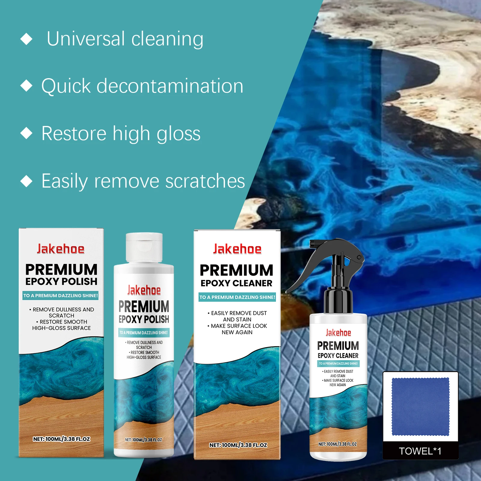 Epoxy Resin Cleaner Decontamination Cleaning Repair Scratch Polishing Surface Cleaning Care Agent Polishing Compound Set 100ml