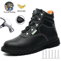 Waterproof Safety Boots Men Indestructible Steel Toe Work Boots Anti-smash Stab-resistant Safety Shoes Black Botas Para Hombre