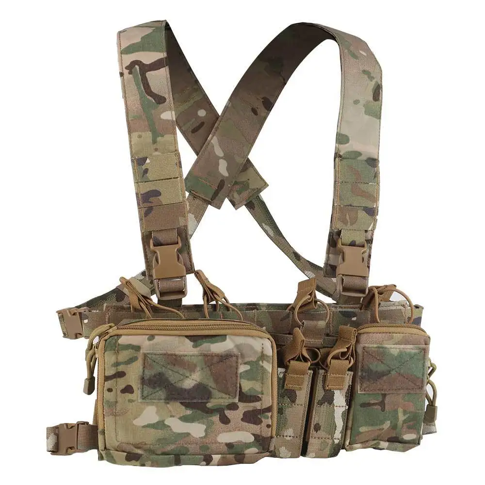 

D3CRH Tactical Chest Rig Airsoft Military Vest Harness Rifle Pistol Hanger Utility Bag 5.56 9mm MAG Pouch Nylon Hunting Vests