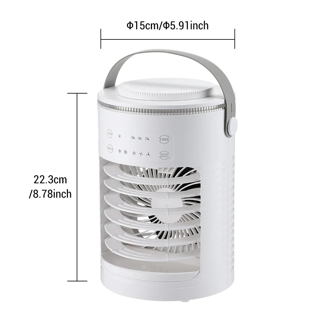 Portable Mini 3 In 1 Fan AIr Conditioner Household Air Cooler LED Color Night Light Humidifier Air Adjustment Fan Office HomeFan 6