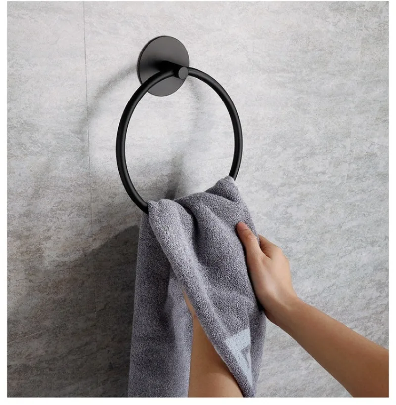 Bathroom Accessories Stainless Steel Towel Bar Self-Adhesive Toilet Paper Holder Bathrobe Hooks No Drill Holes Towel Rack