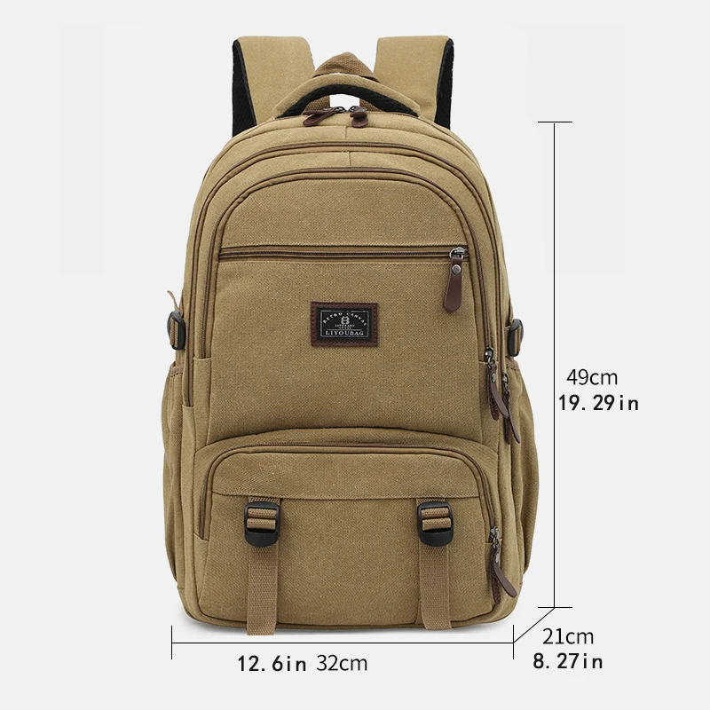 Men's canvas backpack - with laptop compartment, padded shoulder straps, high-quality backpack, travel backpack