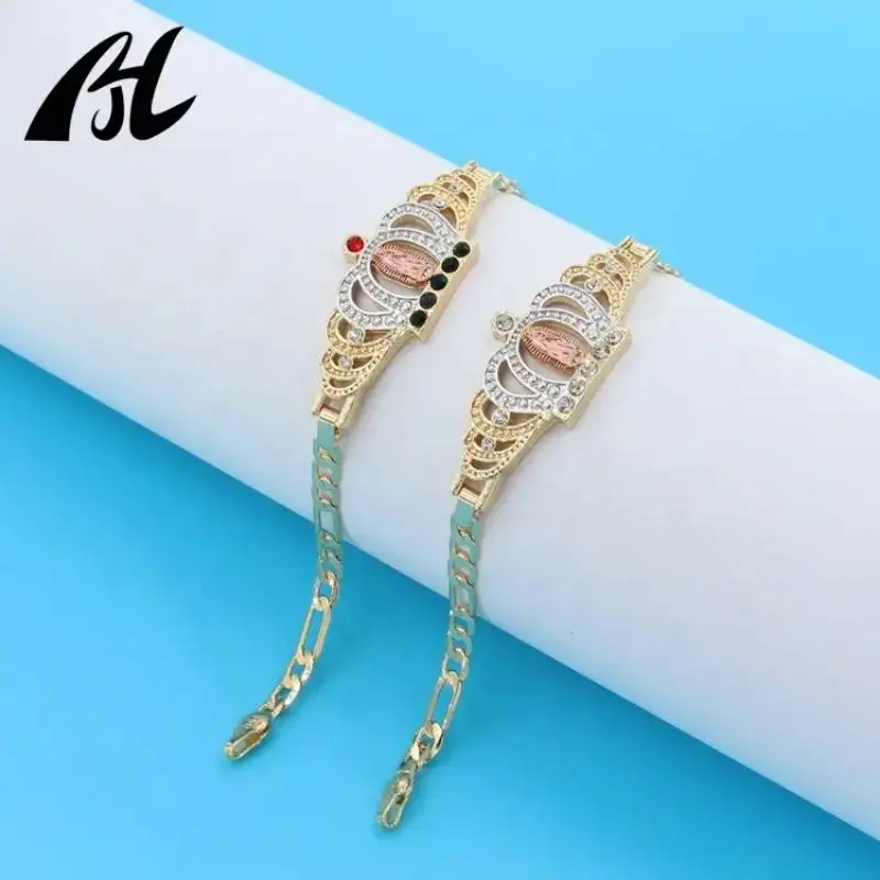 Pulsera Virgen De Guadalupe 18K Oro Laminado Italino Farfalla Placcata Oro 14K