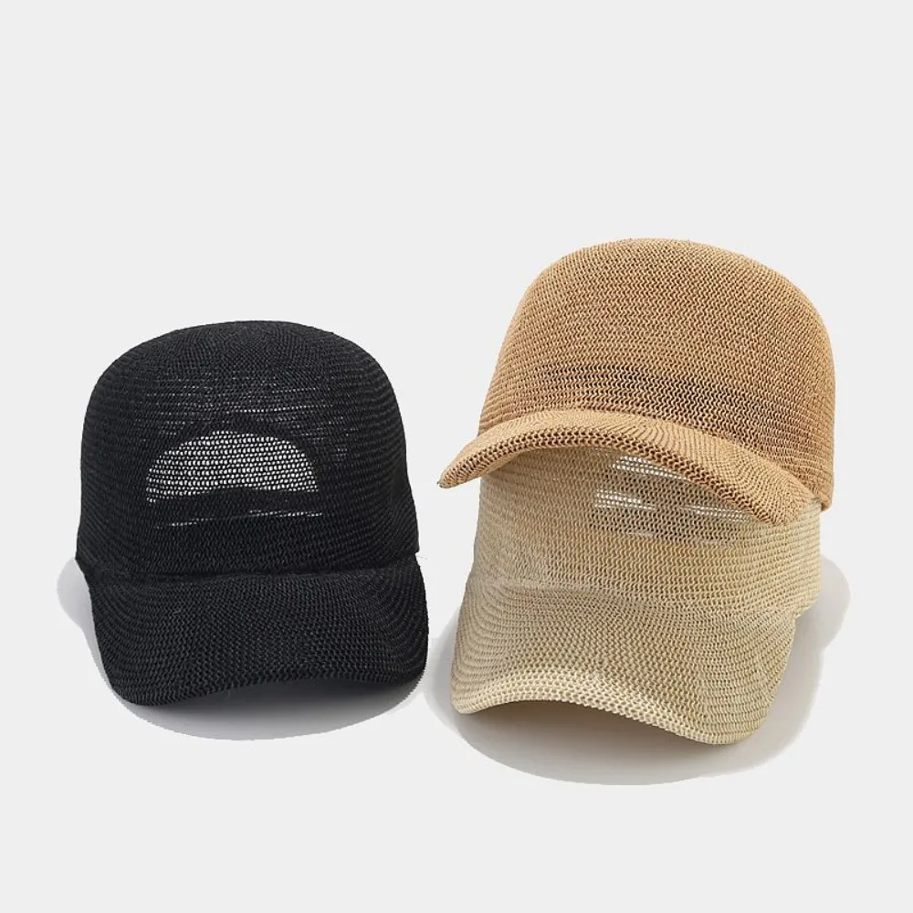 

Anti-UV Straw Hat Casual Unisex Solid Color Baseball Cap Breathable Adjustable Sun Hats Women