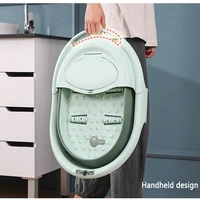 สปานวดอ่างอาบน้ําแบบพกพาพับได้ธรรมดา Foaming Foot Soaking Bucket นวดพับ Footbath อ่างล้างหน้าพร้อมฝาปิดเท้า 6