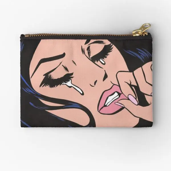 

Black Hair Crying Comic Girl Zipper Pouches Bag Packaging Wallet Panties Small Money Underwear Men Pure Coin Cosmetic Women
