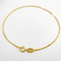 17cm 0.8mm Thin Pure Real 925 Sterling Silver Gold Color Box Chain Bracelet For Women Girl Jewelry  Best Friend 1
