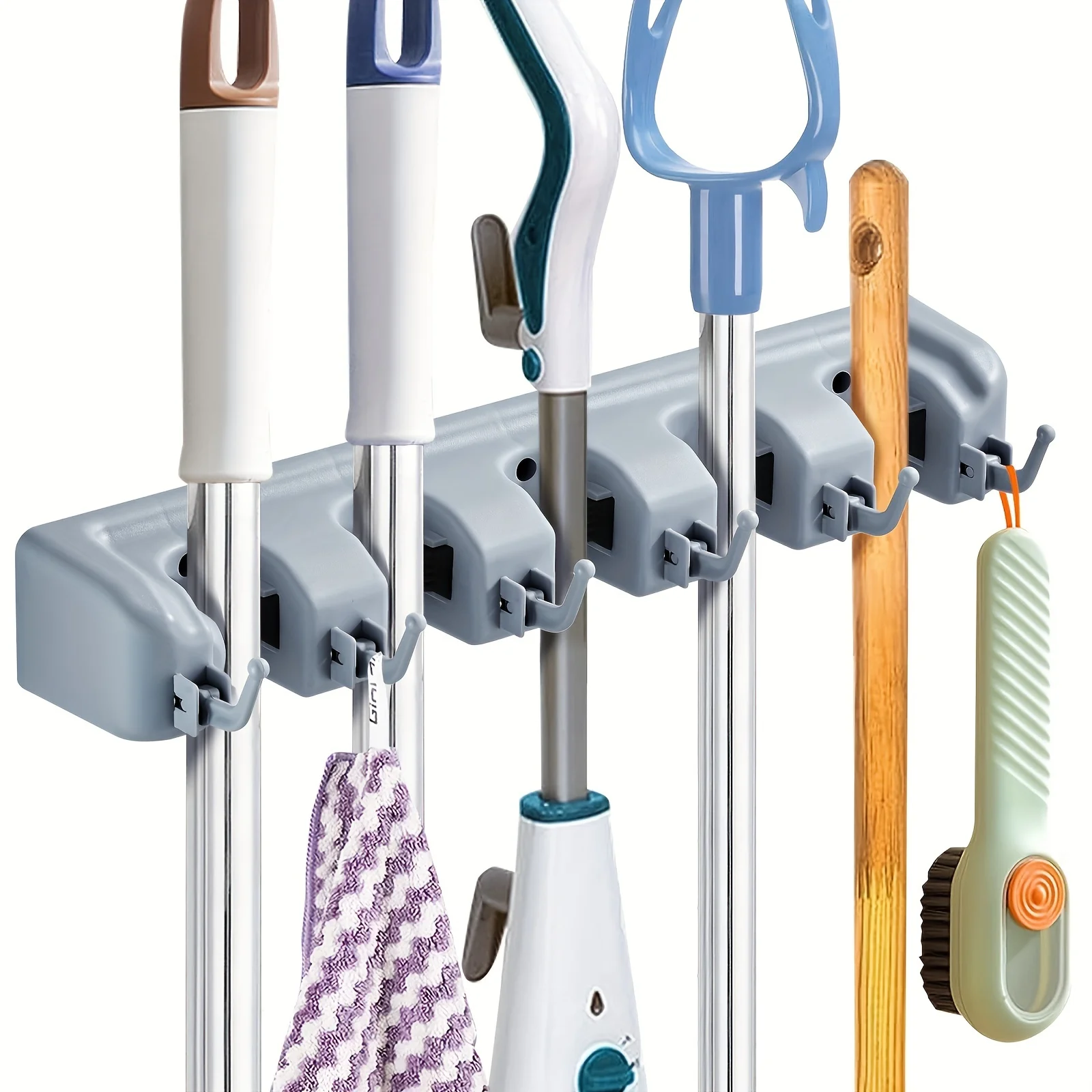 1pc Magic Mop Rack Broom Rack Mop Clip Hook Bathroom Hook Broom Storage Multiple Colors and Multiple Hooks Multifunctional