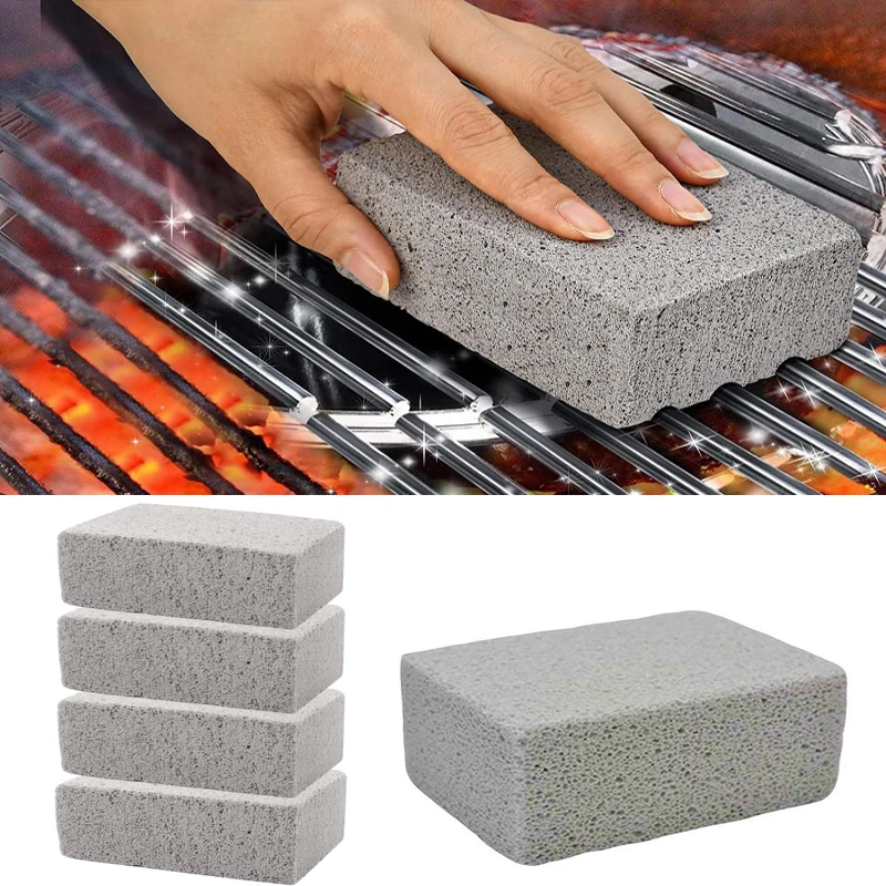 Barbecue Cleaning Tools Grill Brush Cleaning Brushes BBQ Grill Cleaning Brush Brick Block Barbecue Cleaning Stone Stains Grease Cleaner Barbecue Rack Outdoor Kitchen BBQ Tools