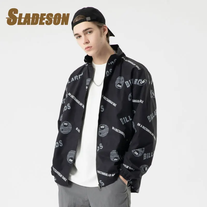 

2023 Spring New Oversize Loose Jacket Men Full Printing Fashion Coat Harajuku Brief Streetwear Thin Jackets Male Techwear Coat