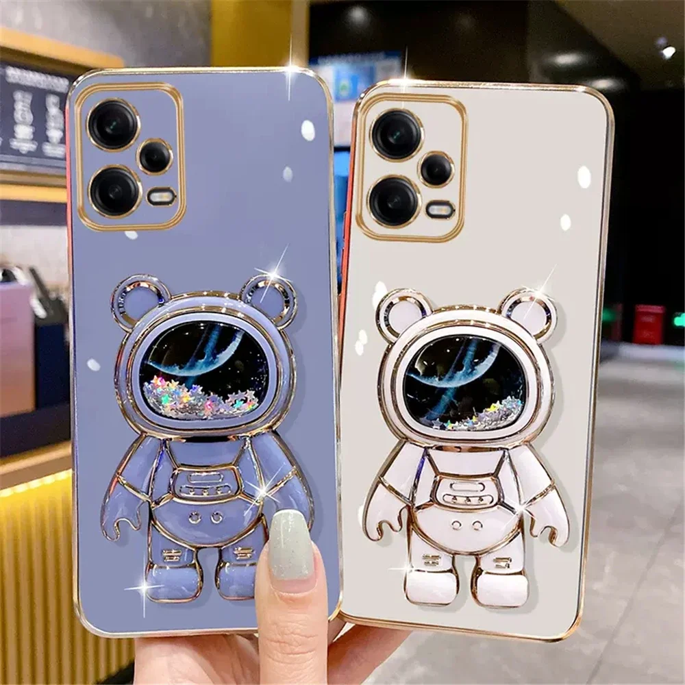 Custodia Per Telefono Astronauta Quicksand Per Xiaomi Poco X5 Pro 13Lite 13T Redmi Note 12 13 Pro 12S A1 12C 13C Placcatura Glitter Stand Cover