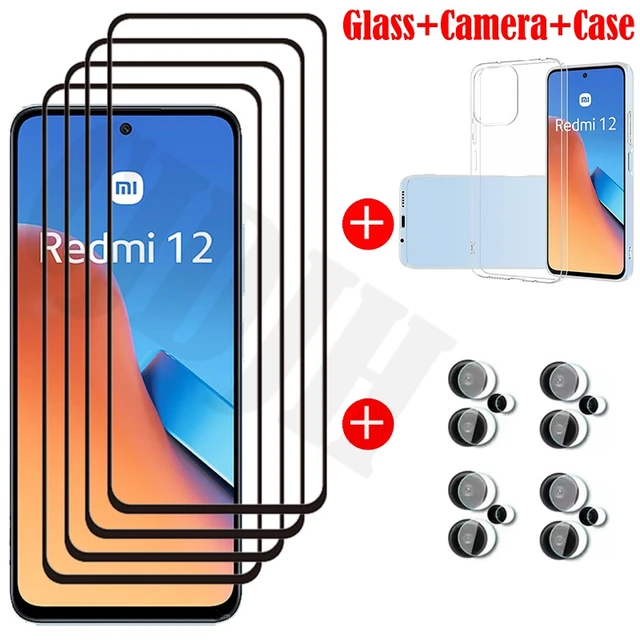 Para Xiaomi Redmi 12 / 12R 9D Pantalla de pegamento completo Película de  vidrio templado