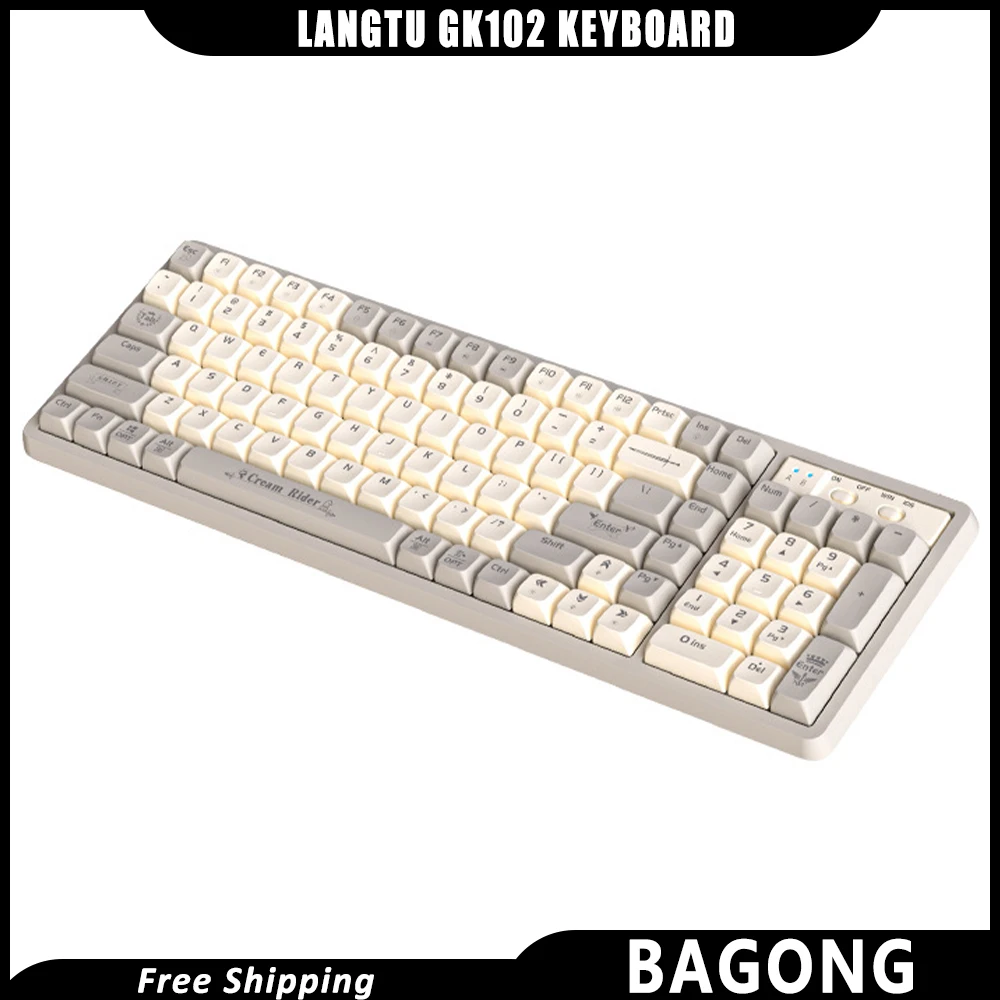 

Langtu Gk102 Tri-Mode Keyboard 102 Keys Mechanical Keyboards Wireless Bluetooth 2.4g Wired Hot Swap Accessories For Computers