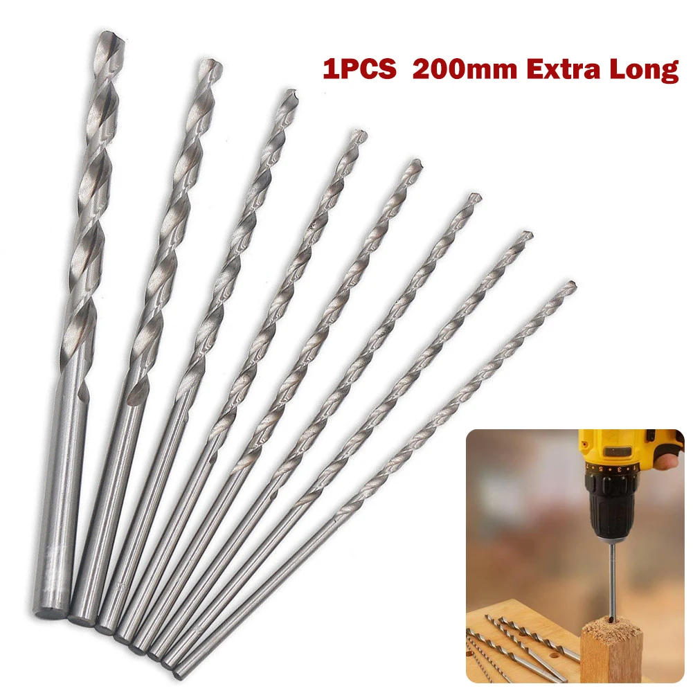 

1pc Twist-Drill Bits 2-10mm HSS High Speed Steel Extra Long Drill Hex Shank For Woodworking Hole Opener 200mm Power Tool