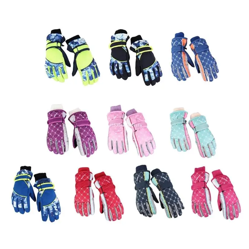 

Winter Mittens Ski Gloves Waterproof Thermal Gloves for 5-8 Years Kids Children Dropship