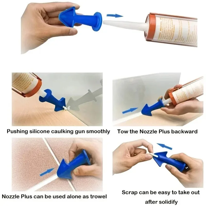 3pcs Multi-functional Silicone Sealant Nozzle Scraper Floor Caulking Tools...
