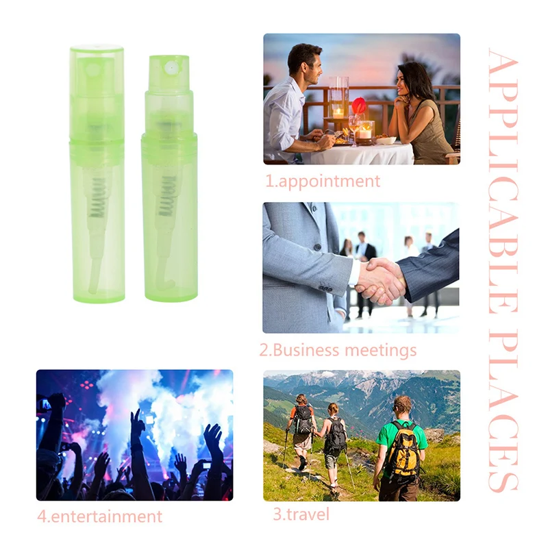 200Pcs 2ml Mini Spray Bottle Plastic Cosmetic Packing Atomizer Liquid Container Portable Travel Perfume Refillable Sample Bottle