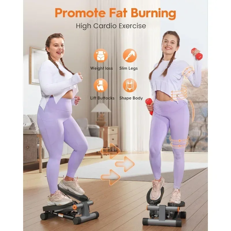 QWNiceday Steppers for Exercise,Stair Stepper with Resistance Bands,LCD Monitor Mini Stepper with 300LBS Loading Capacity 2
