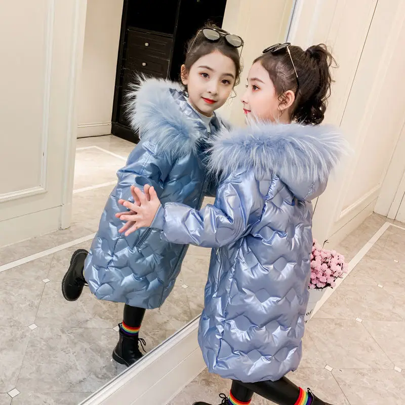 

2023 NEW Winter Jacket for Girls Coat Teen Kids Parka Snowsuit Fashion Bright Waterproof Outerwear Children's Clothing 6-9 Years