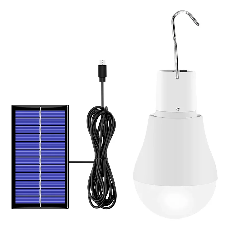 

Rechargeable Charge Bulb Hanging Courtyard Garden Camping Lamp Outdoor Indoor Emergency Built In Battery Flood Solar Light LED