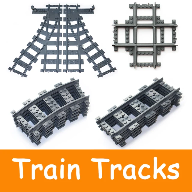 2022 NEW City Trains Flexible Cross Tracks Straight Curved Soft Rails Switch Building Block Models Railways Creative Bricks Toys 2
