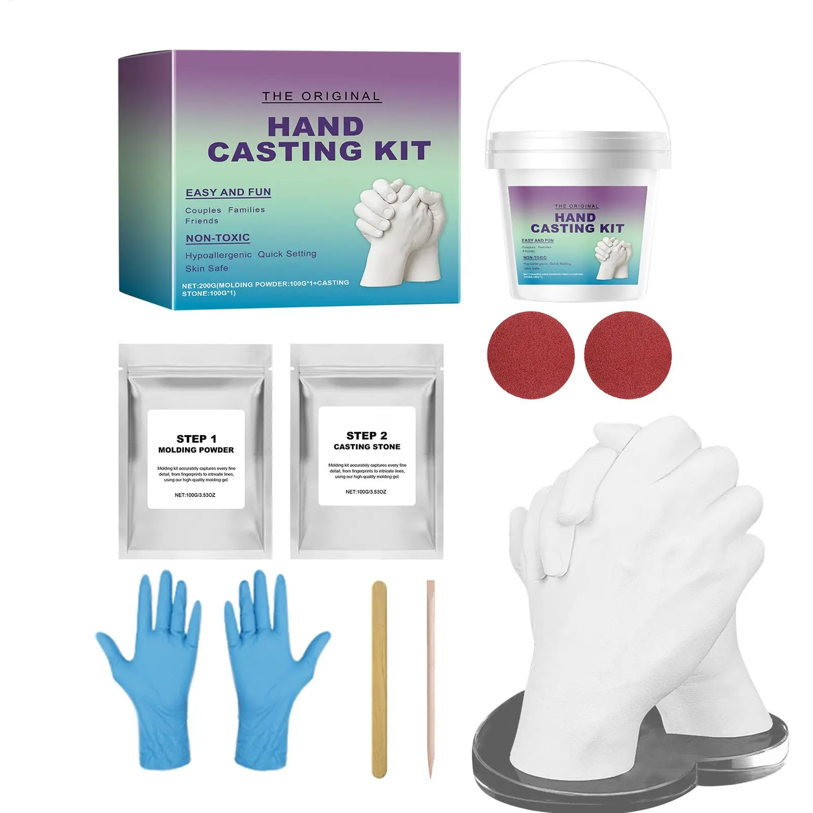 Handmade Plaster Hand Mold Casting Kits for Couples Romantic DIY Keepsake Sculpture Mould Craft Set with Gloves Memorial Gift 1