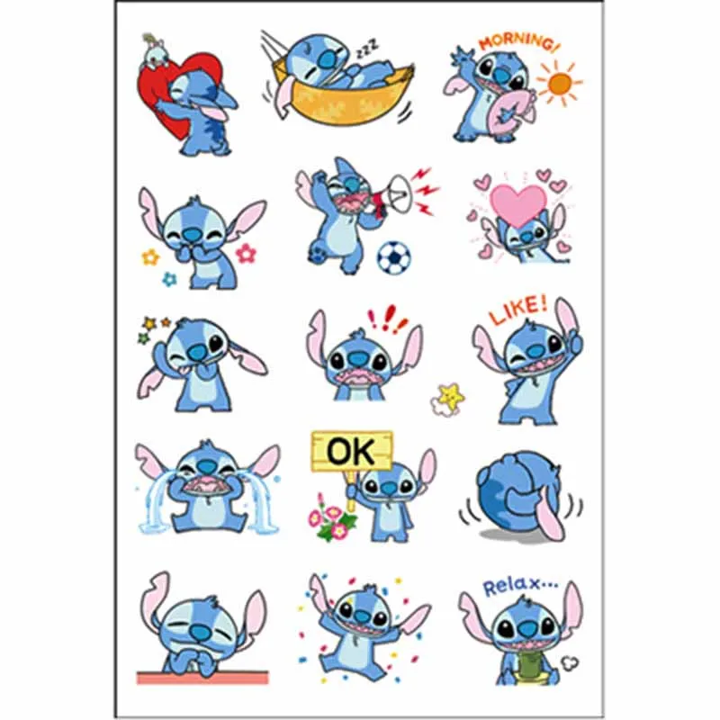 Stitch Disney Anime Figure Waterproof Tattoo Sticker Cartoon Doll Decoration Stitch Sticker Model Kids Toys Girls Birthday Gift - Bilde 5