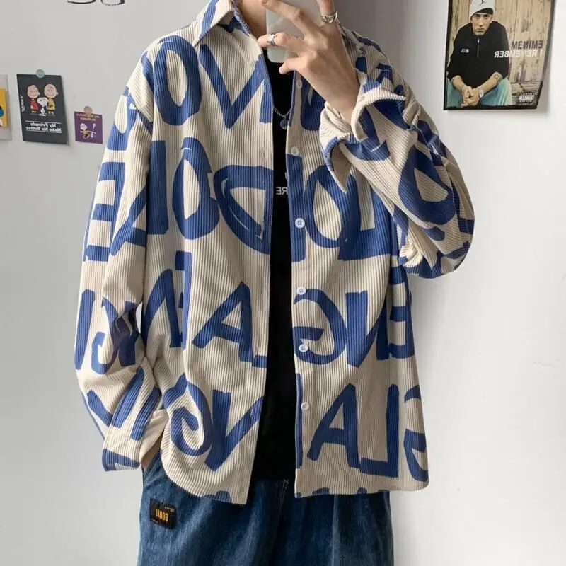 2023 New Spring and Autumn Korean Edition Relaxed Casual Trend Versatile Plush Hong Kong Style Japanese Corduroy Coat Shirt
