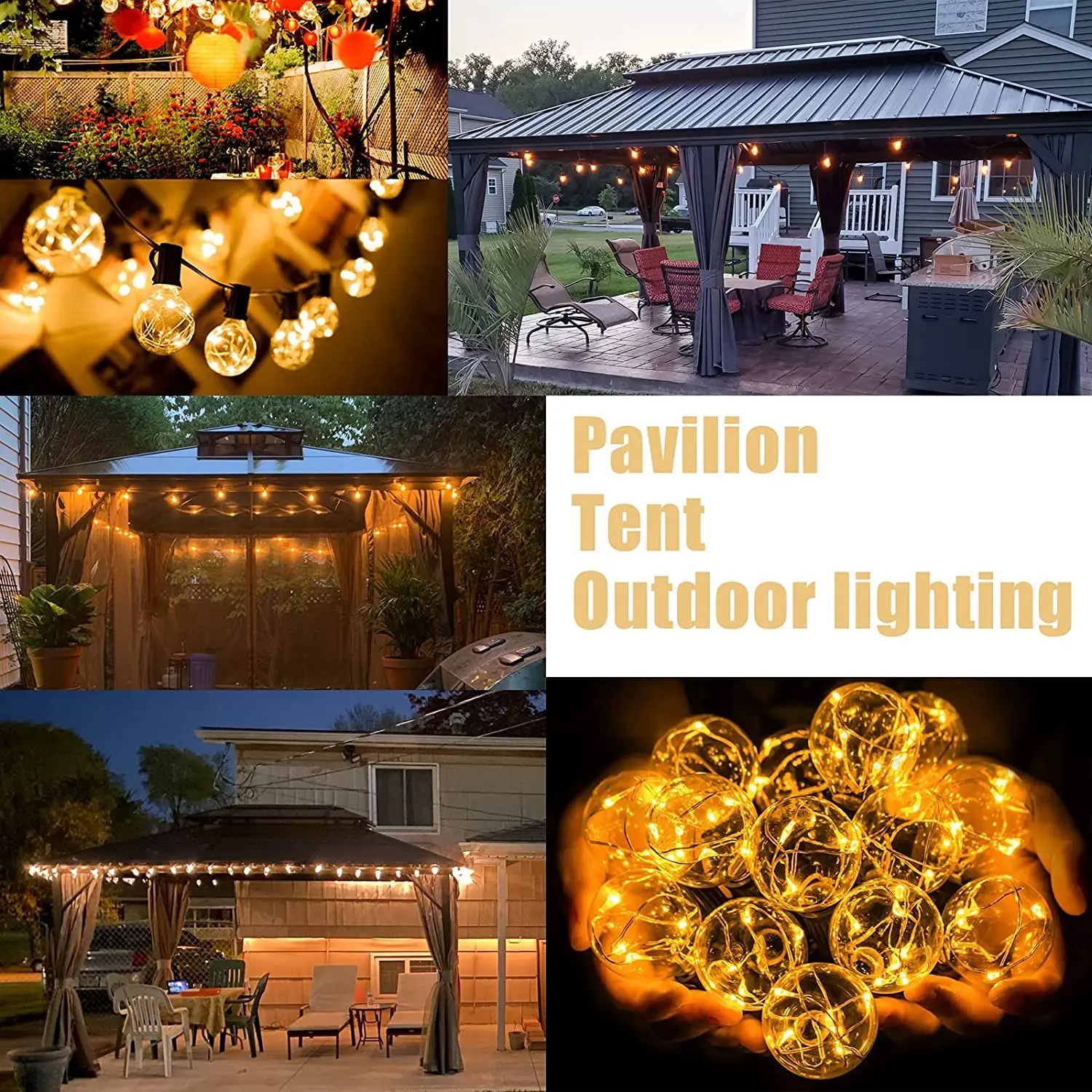 LED Outdoor String Lights ,G40 Globe String Lights for Outside Backyard Porch Balcony Party Decor, 8 modes, with Remote Control - 6