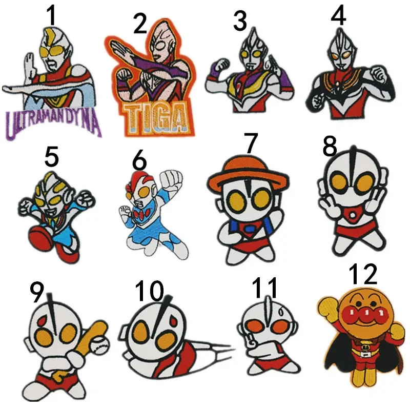Anime Cartoon Character Embroidery Patch Deniga Ultraman Fabric Patch Can Sew Can Iron on Decorative for Clothing Accessor