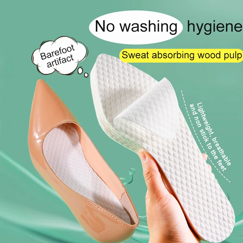 10 Pairs Ultra-thin Disposable Shoe Inserts Insoles For Women Summer Breathable Sweat Absorbing Sanitary Wood Pulp Shoe Pad
