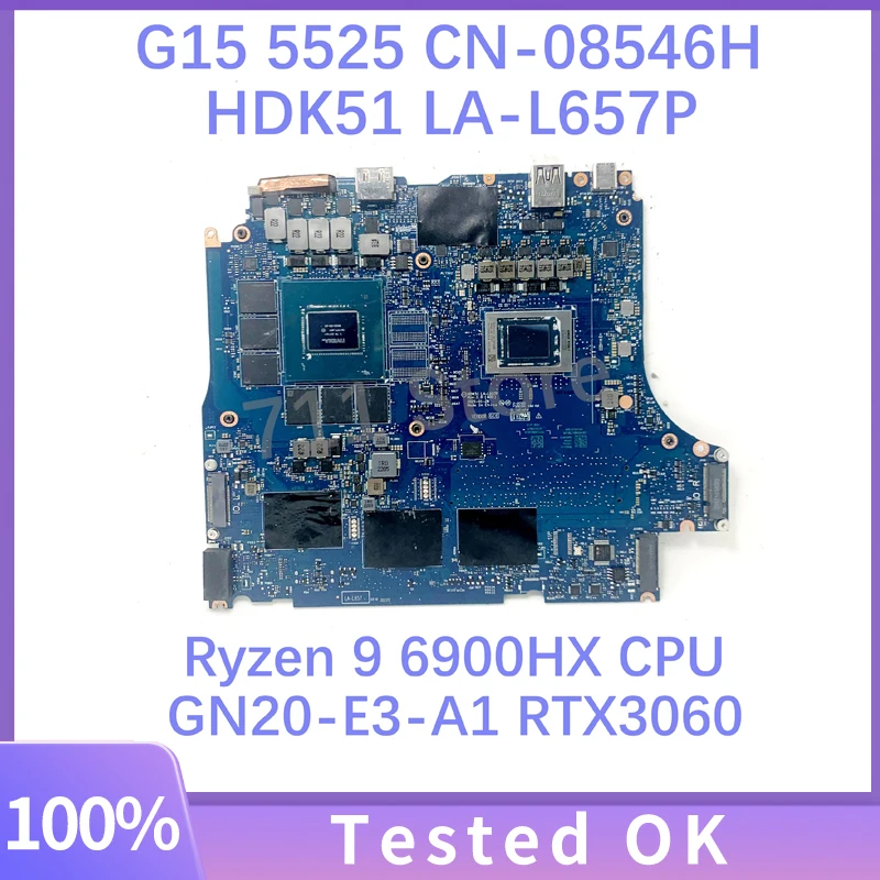 Hdk51 La-L657P Cn-08546H 08546H 8546H Per Dell G15 5525 Scheda Madre Del Computer Portatile Con Ryzen 9 6900Hx Cpu Gn20-E3-A1 Rtx3060 100% Test Ok