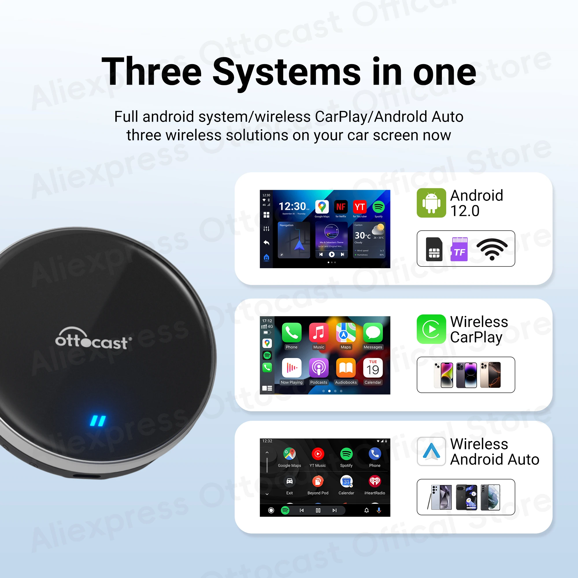 OTTOCAST OttoAiBox P3 Lite 4+64G Wireless Android AI Box CarPlay