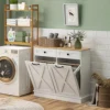Homcom Double Tilt Out Laundry Hamper Cabinet with 2 Removable Baskets and 2 Drawers, Bathroom Storage Cabinet, White 2
