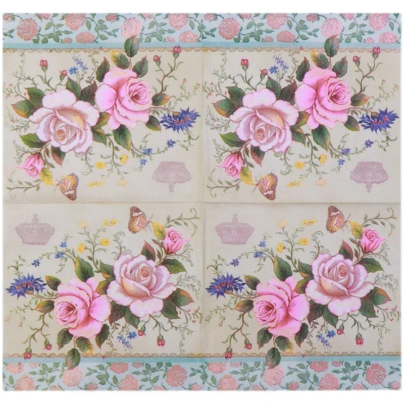 Summer Flora Cocktail Tissue 2-ply Food Grade Printed Butterfly Bone Bart Fragrance Free Drawer Paper 20pcs paper napkins