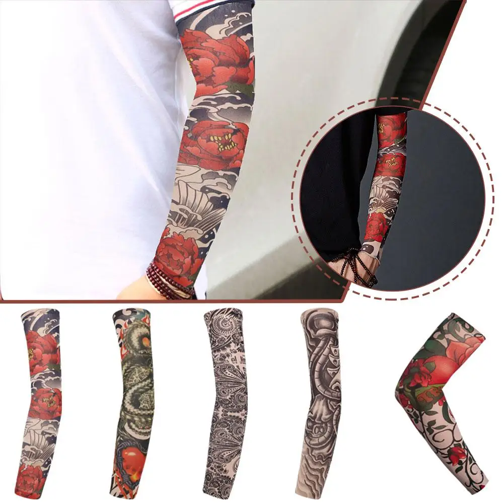 Tattoo Arm Sleeve Man Fake Temporary Tattoo Arm Sleeves Uv Printed Punk Unisex Cool Elastic Warmers-proof K3b0