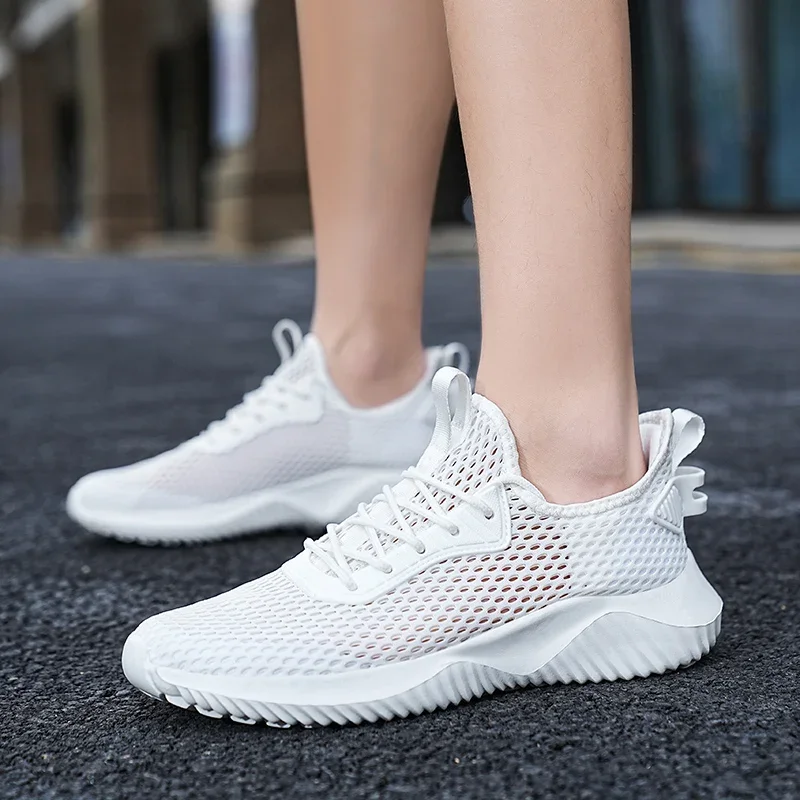 

Spring Men Fly Weave Mesh Breathable Sneakers 2024 New Flat Casual All-match White Sport Shoes Outdoor Running Shoes