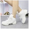 Sports Dance Shoes Genuine Leather Soft Sole Breathable High Top Jazz Salsa Modern Dance Sneakers For Women Man Size 36-45 4