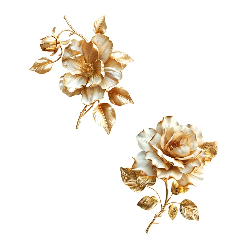 Toilet Sticker 1 Sheet Golden Flower Bathroom Toilet Cover Decorative Waterproof Self Adhesive