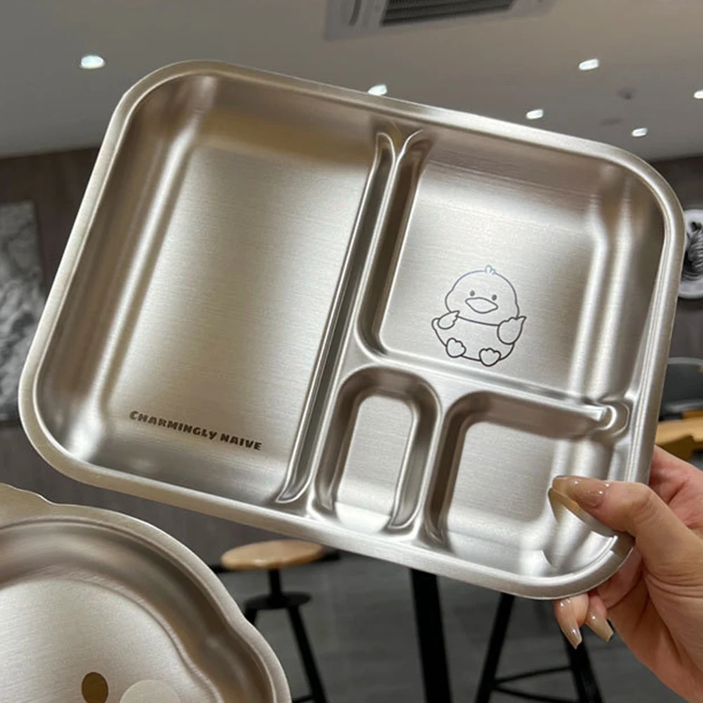 Food Plate Plate Plates Divided Steel Tray Stainless Food Dinner Trays Compartment Kids Portion Lunch Section Control Serving