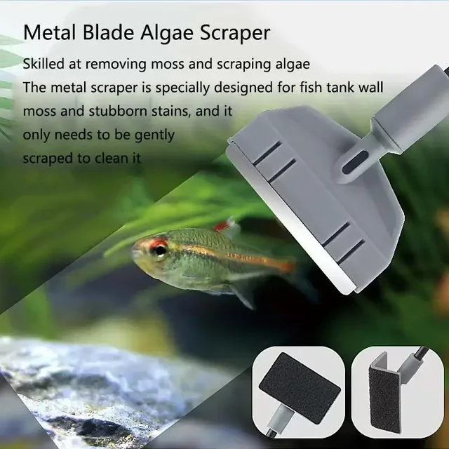Aquarium Cleaner Fish Tank Net Scraper Accessories Multifunctional Aquarium Fish Tanks Cleaning Tools Kit Algae Tank Cleaner Set 3