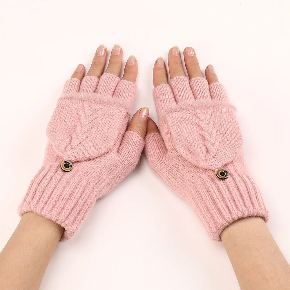 【WTAPS】finger less knit glove 2024 New Knitted Fingerless Flip Gloves Winter Warm Flexible